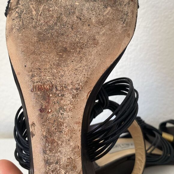 Jimmy Choo Black buckle ankle strap wedge sandals - Picture 9 of 10